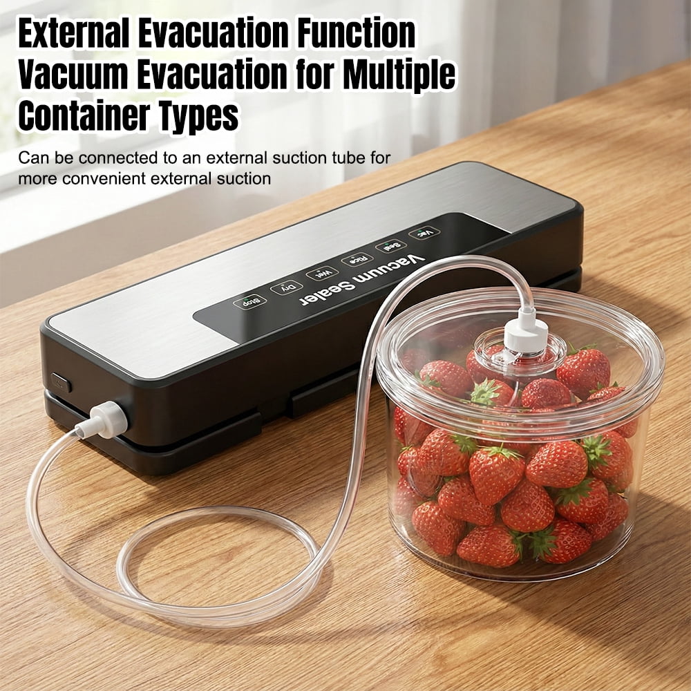 Vacuum Sealer Machine 65kPa Suction, Automatic Food Sealer with External Hose, Dry & Wet Modes, 30cm Sealing Width, Includes 50 Bags and External Hose (110V US Plug)