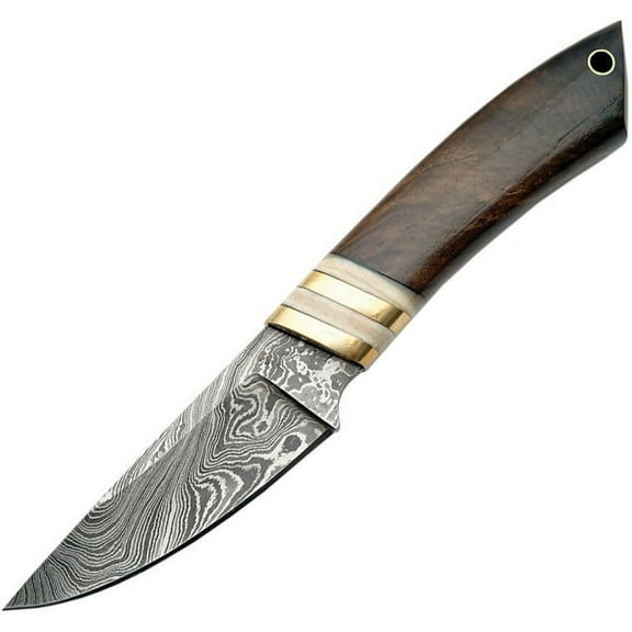 SANZ Full Tang Skinner Knife, 4" Stainless Steel Clip Point Blade with Saw Cut Handle for Hunting and Field Dressing