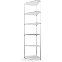 Wire Shelving Unit 6 Tier NSF Metal Corner Shelf , 600lbs Capacity Heavy Duty Adjustable Pentagonal Storage Rack with Shelf Liners for Kitchen Garage Office Room, 72"H x 20"L x 20"D - Chrome