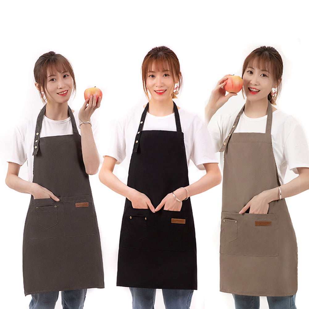 for Home,Restaurant,Garden BBQ,Coffee House,Grilling Adjustable Shoulder Strap Apron with Pockets Anti-fouling Kitchen Apron Cooking Apron Coffee+Blue 2 Pcs Chef Apron for Women