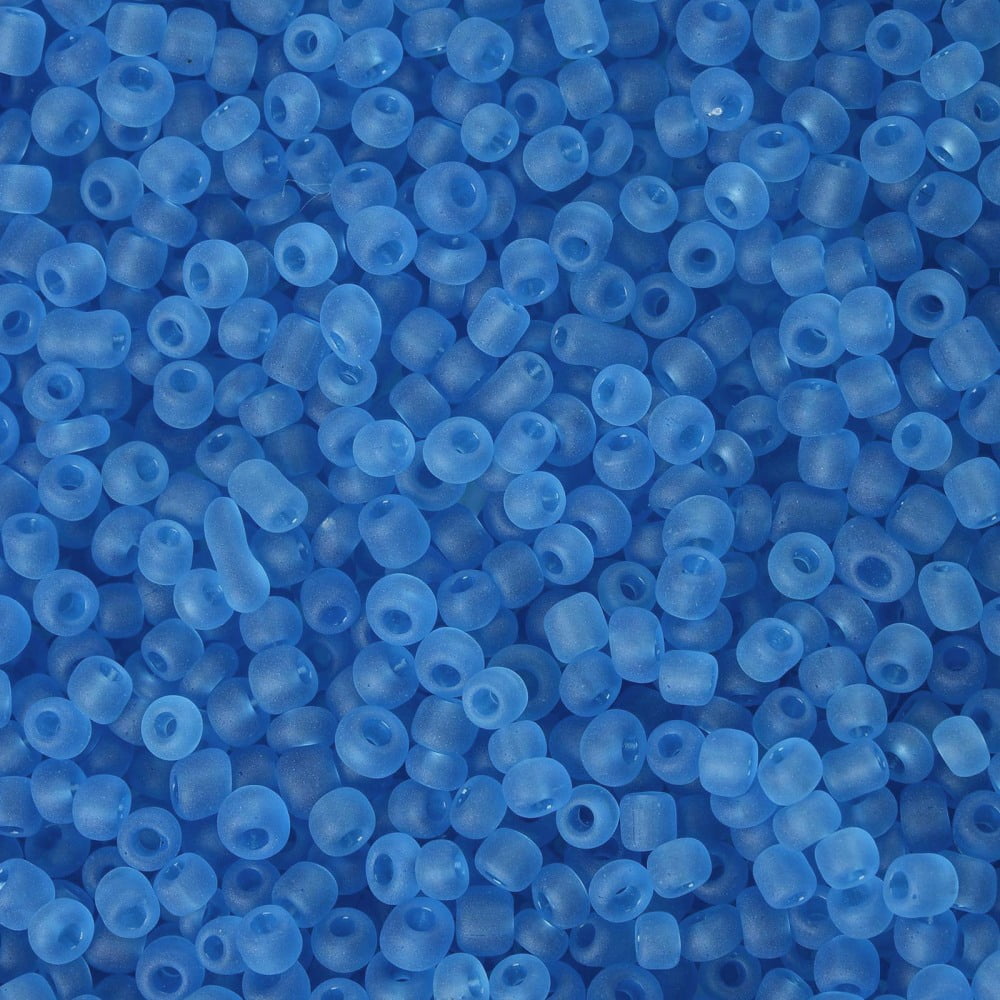 Glass Seed Beads Frosted Colors Round Sky Blue 3mm