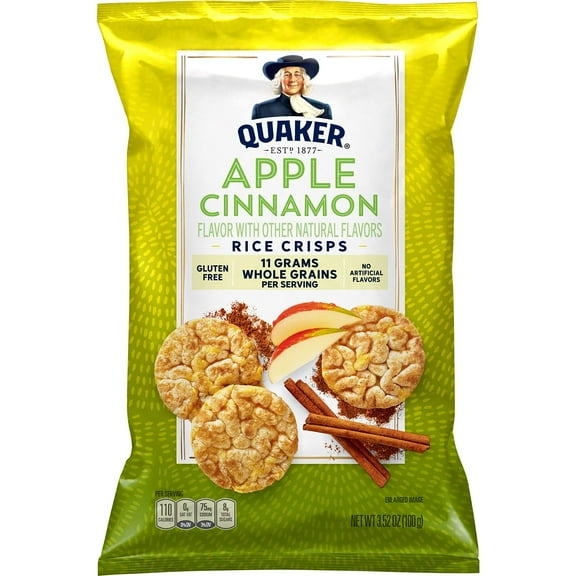 2X - Quaker Rice Crisps Apple Cinnamon Flavor Popped Snacks 3.52 oz