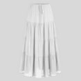 thumbnail image 2 of YDFCWXW Maxi Skirts for Women Tiered Long Skirts Pleated A Line Adjustable Elastic Waist with Drawstring Flowy Long Skirt White, S, 2 of 3