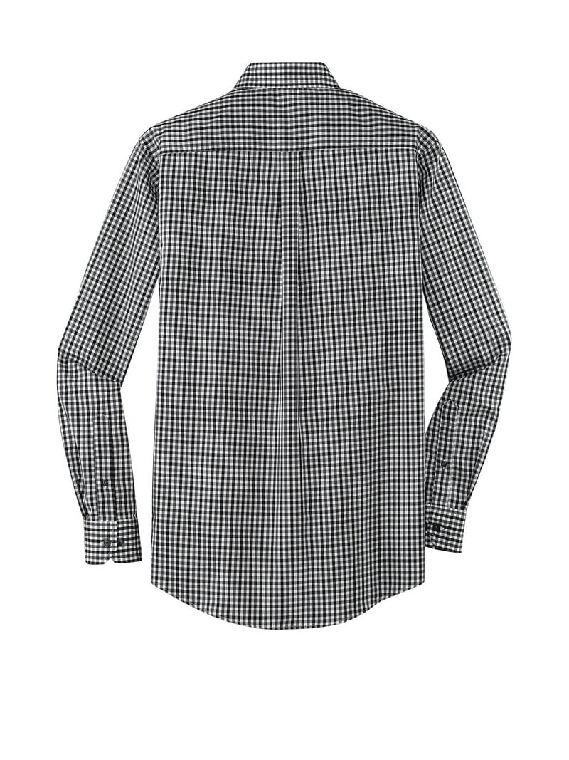 Port Authority Long Sleeve Gingham Easy Care Shirt - Wrinkle-Resistant Poplin, Button-Down Collar