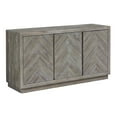 thumbnail image 3 of Benzara Herringbone Pattern Wooden Sideboard with Three Door Cabinets, Rustic Latte Gray, 3 of 6
