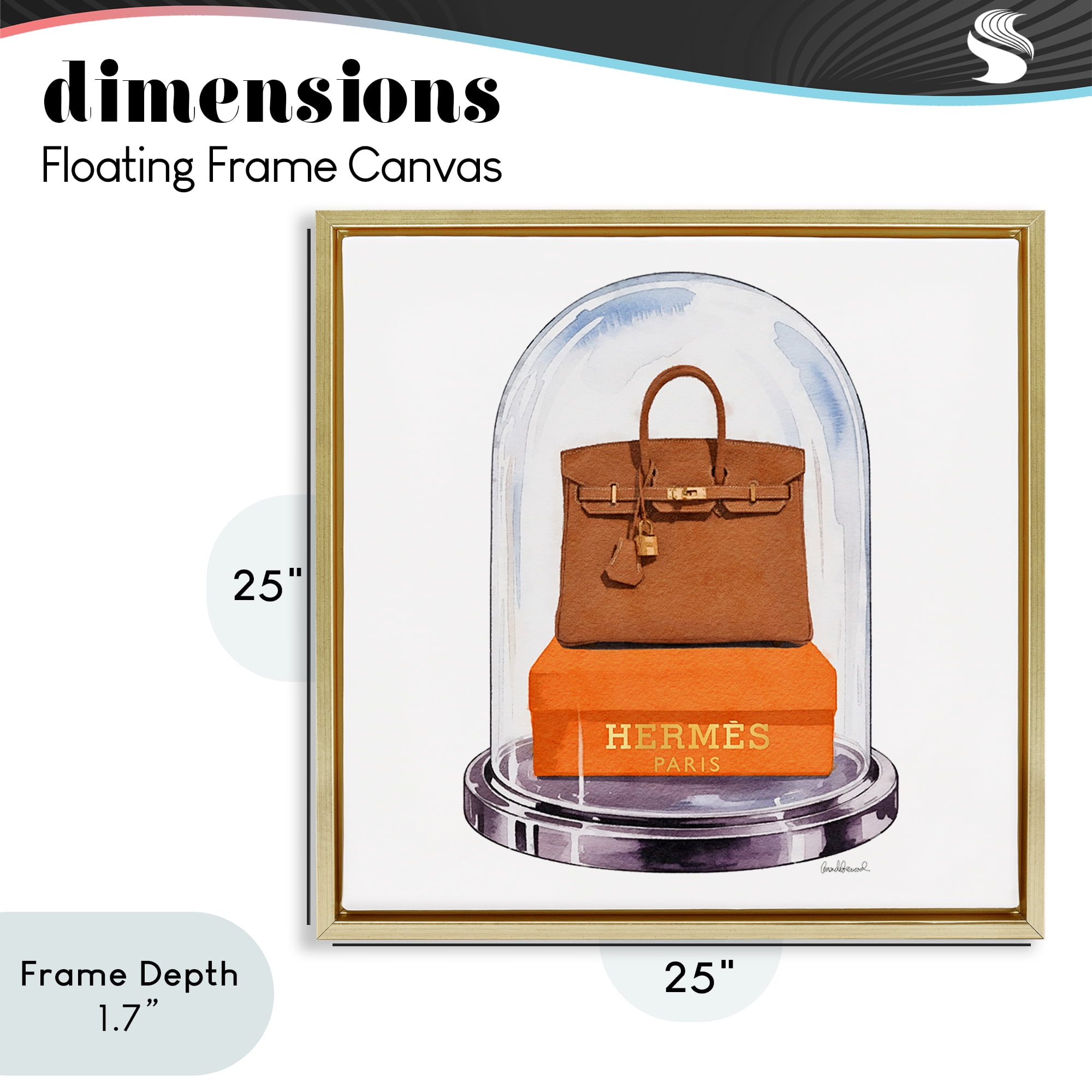 Stupell Industries Luxury Handbag Dome Gold Framed Floater Canvas Wall Art, design by Amanda Greenwood