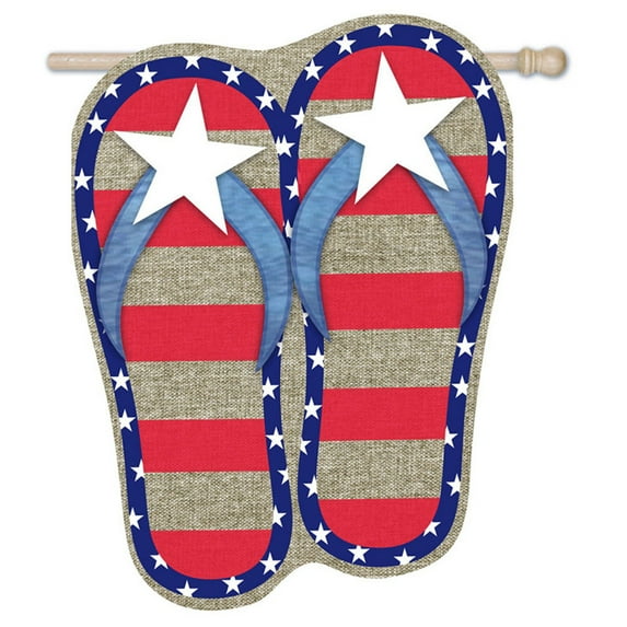 Evergreen Burlap Regular Flag - Patriotic Flip Flops