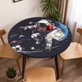 thumbnail image 5 of Sporty Style Astronaut Elastic Fitted Round Table Cover Soccer Blue Planet Waterproof Outdoor Tablecloth for Holiday Party, Picnic, Patio & Dining Fits Tables Up to 55"-60", 5 of 8