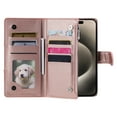 thumbnail image 5 of for Samsung Galaxy S24 Ultra Wallet Case, Classic PU Leather Phone Case for Women Men with Zipper Credit Card Holder Wrist Strap Crossbody Strap Shockproof Flip Case for S24 Ultra, Rosegold, 5 of 8