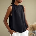thumbnail image 5 of MOJOGO Tank Tops for Women Mock Neck Sleeveless Blouse Textured Cotton Linen Blend A Line Shirts Casual Office Summer Outfits, 5 of 6