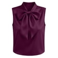thumbnail image 6 of VBVC Women's Sleeveless Bow Tie Neck Satin Blouse, Ladies' Elegant Keyhole Dressy Tank Top, Solid Color Work Office Formal Shirt For Women,Purple,S-2XL, 6 of 9