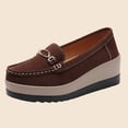 thumbnail image 6 of Women's Wide Width Platform Loafers, Breathable Suede Slip-On Shoes with Metal Buckle, Comfortable Wedge Sole Walking Shoes for Daily Wear, Work, Shopping - Black/Brown, 6 of 7