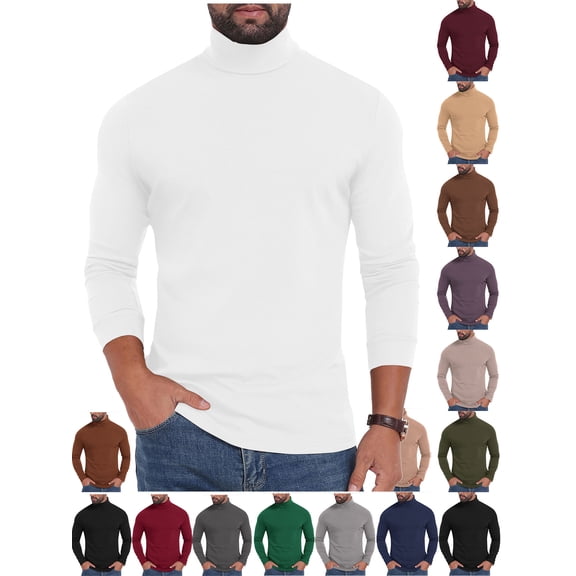 Yyuenw Long Sleeve Shirts for Men Mock Collar Slim Fit Solid Tees Business Casual Athletic T Shirts