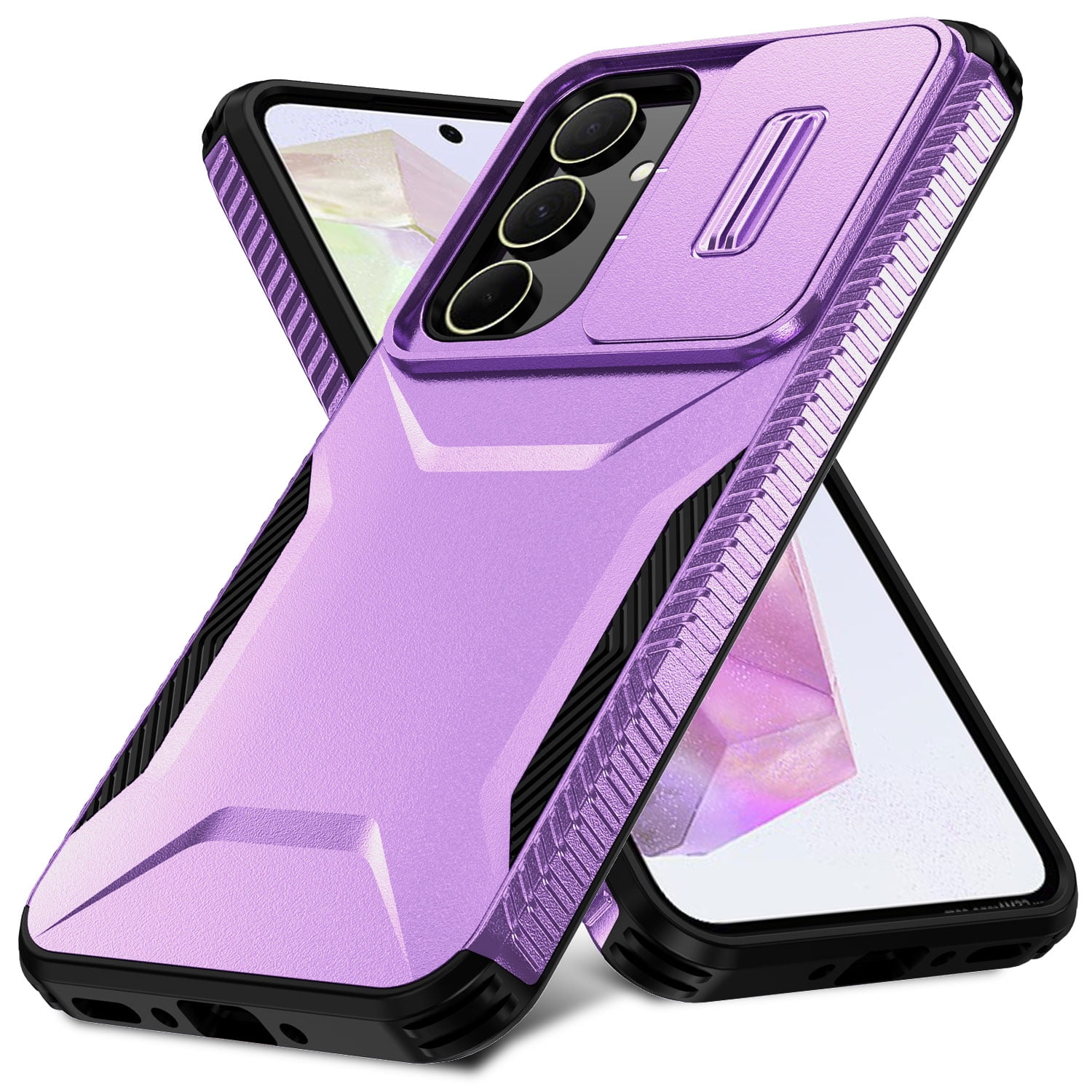 Dteck Case for Samsung Galaxy A26 5G,Shockproof TPU+PC Case Sliding Camera Protection Anti-Slip Back Cover for Galaxy A26 5G,Purple