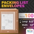 thumbnail image 2 of Clear Packing List Envelopes, Full-Face Adhesive Label Pouches, 100 Count, 9.5 x 12 in, 2 of 7