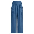 thumbnail image 5 of Favoffer Women Elastic Waist Long Pants Solid Color Ruched Casual Pants Breathable Relaxed Fit Bottoms Fold Hem Pants with Side Pockets for Daily Lounge, 5 of 7