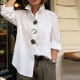 thumbnail image 5 of Yrmaups Plus Size Collared Long Sleeve Button Down Blouse for Women, Elegant Casual Solid Top, Soft Flowy Fabric for Beach Office Daily Wear, White 3XL, 5 of 7