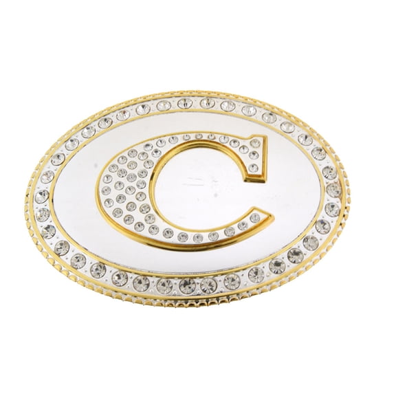 Big Initial C Letter Alphabet Belt Buckle Western Cowboy Rodeo Gold Silver Shiny