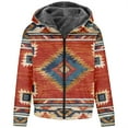 thumbnail image 7 of Fanxing 2025 Clearance Men's Tribal Aztec Printed Fuzzy Sherpa Coat Plus Size Fall Winter Vintage Zip Up Jacket Hoodies Sweatshirt Outdoor Windbreaker Outwear, 7 of 7