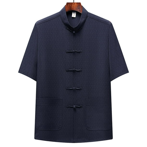 pstuiky camisetas para hombre, Camisa informal de manga corta, cuello alto, lisa y cómoda para hombre camisas casuales para hombre xl