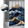 thumbnail image 4 of Abstract Graffiti Shower Curtain, 36" x 72", Blue Gold Stripe Water Ripple Waterproof Bathroom Curtain Washable Shower Curtain Set with 12 Hooks, 4 of 6