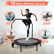 UPGO 40 Foldable Trampoline, Fitness Rebounder with Adjustable Foam Handle, Exercise Trampoline for Adults/kids Indoor/Garden Workout Max Load 330lbs