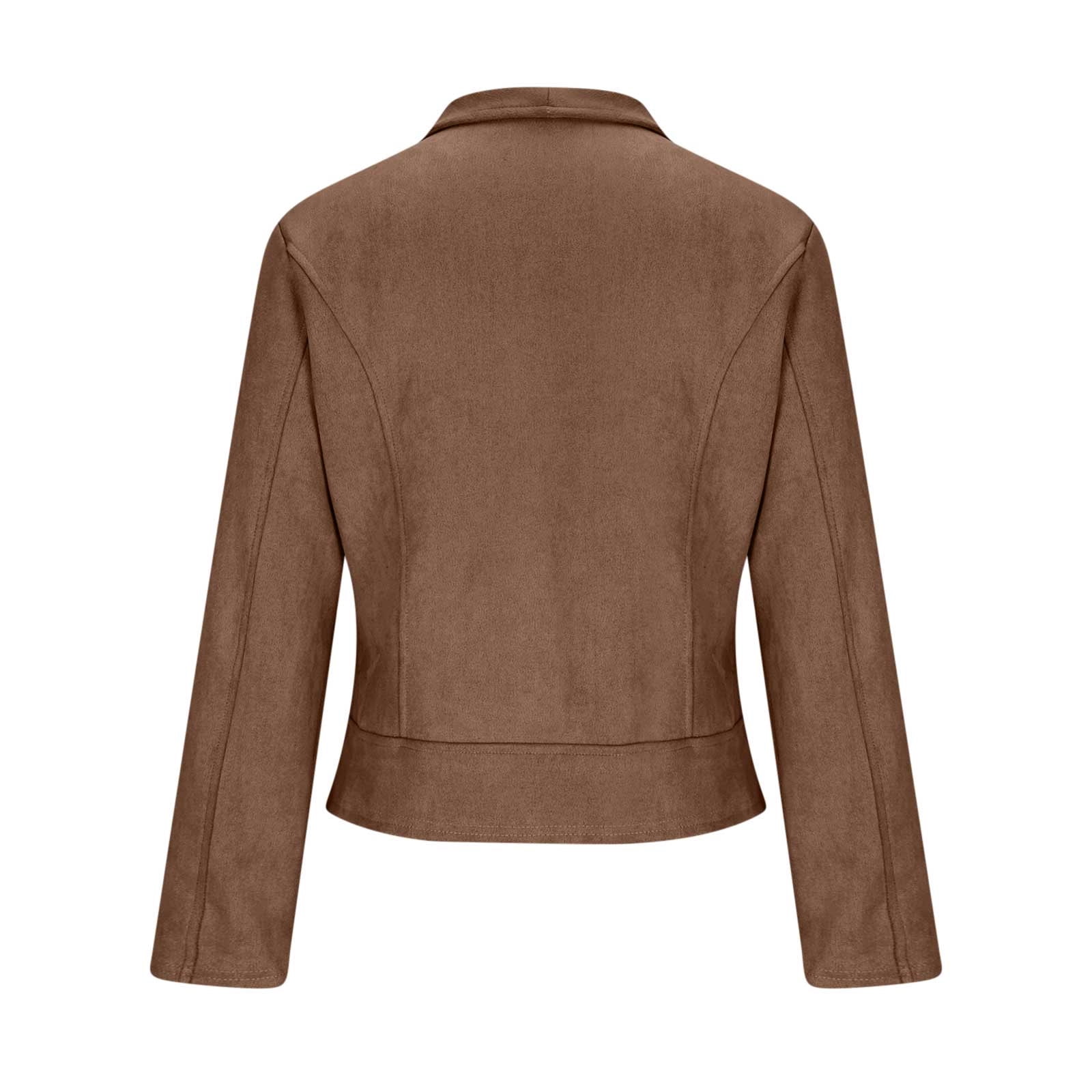 FAVIPT Casual Faux Suede Jacket for Women Long Sleeve Trendy Cropped Coat Lapel Solid Cardigan Fall Winter Outfits Brown,XXL