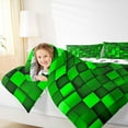 thumbnail image 4 of Manfei Abstract Plaid Print Bedding Comforter Set,Stereoscopic Checkered Twin Comforter Sets,Green Pixel Grid Bedding Set For Girls Boys,Breathable Home Decor Reversible,2pcs, 4 of 8