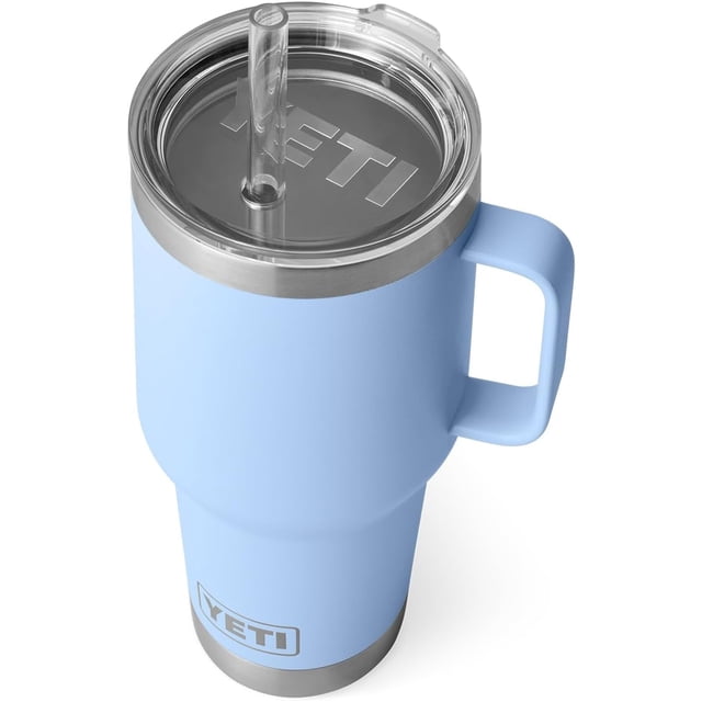 YETI Rambler Tasse à Paille 35 oz, Isolée sous Vide, Acier Inoxydable, Grand Bleu Ciel