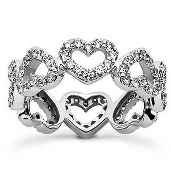 Pompeii 1 5/8ct Heart Shape Diamond Eternity Ring 14K White Gold (G/H,I1-I2)