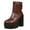 Brown, variant on Women Fashionable Casual Comfortable Versatile Thick Sole Solid Color Thick Heel High Heels Round Toe Midsole Boots Brown 5.5