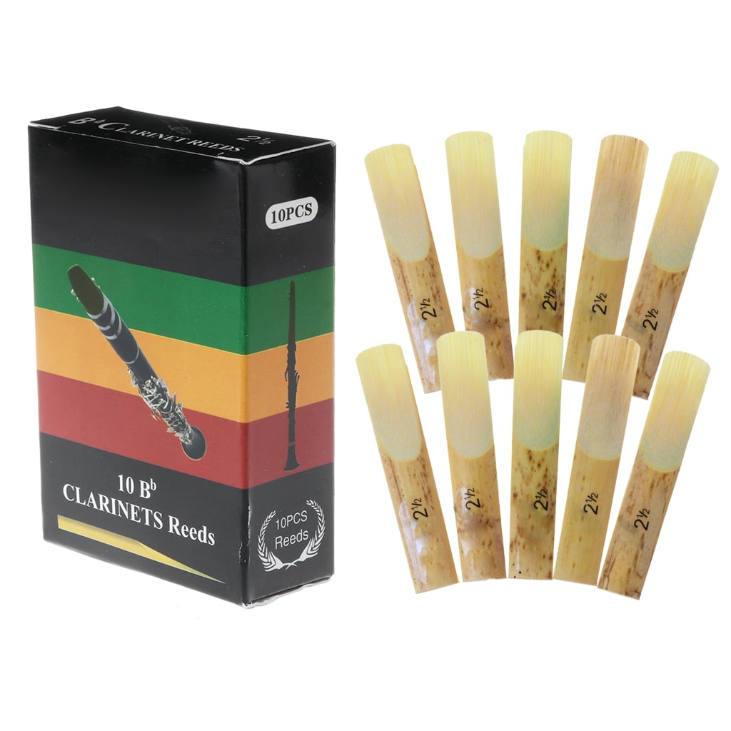 M Muspor 10 pcs Clarinet Reed Strength 1.5,2.0,2.5,3.0,3.5,4.0 Reed with Plastic Case Clarinet Reeds 2.5 Strength 1.5