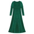 thumbnail image 4 of YONGHS Robe Princesse Médiévale Renaissance pour Filles Enfants Robe Romaine Ancienne Toga Manches Longues Velours Rétro Vert 14, 4 of 5