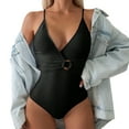 thumbnail image 3 of Plus Size Retro Two Piece Swimsuit,Women's Conservative Floral Print Swimsuit With Ruffles For Beach & Spa, 3 of 7
