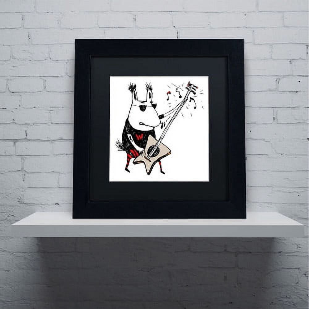 Trademark Fine Art "Wild Guitar Wolf" Canvas Art by Carla Martell, Black Matte, Black Frame