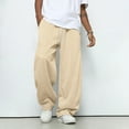 thumbnail image 5 of Men's Wide Leg Sweatpants Baggy Casual Drawstring Waist Joggers Lounge Sweat Pants with Pockets Beige 3XL, 5 of 5
