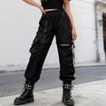 thumbnail image 2 of QTSHPN Cargo Pants for Women Detachable Long Convertible Jogger Pants with Pockets Lightweight Casual Streetwear Trousers Summer Fashion Women's Pants Black L, 2 of 6