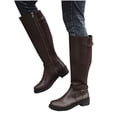 thumbnail image 6 of JUSLIO Womens Boots,Mid Calf Boots Comfort Zipper Solid Color Fashion Casual Round Toe Boots for Women, 6 of 9