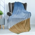 thumbnail image 4 of Farmland Soft Flannel Fleece Blanket, Wooden Garden Plank with Swirled Spring Season Bloom up Tranquil Serene Landscape, Cozy Plush for Indoor and Outdoor Use, 50" x 60", Blue Brown, by Ambesonne, 4 of 5