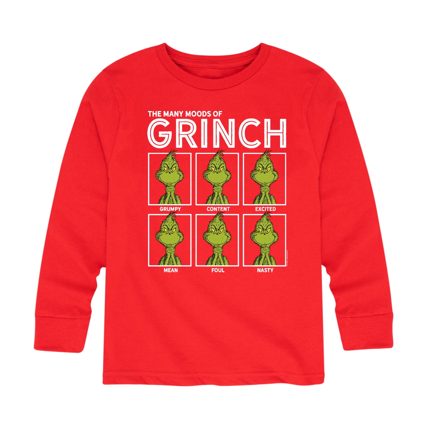 Dr. Seuss - The Many Moods Of Grinch - Toddler And Youth Long Sleeve ...