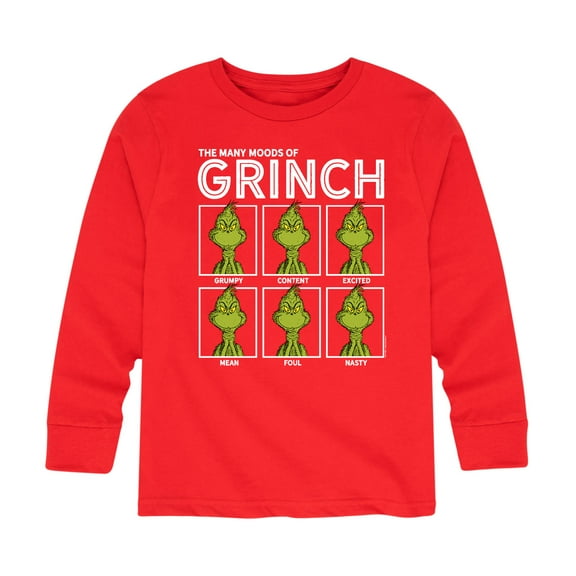 Dr. Seuss - The Many Moods Of Grinch - Toddler And Youth Long Sleeve Graphic T-Shirt