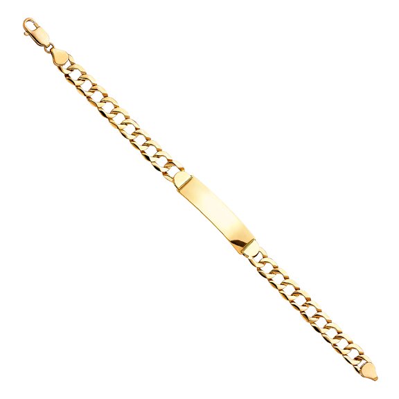Wellingsale 14k Yellow Gold Solid Polished Mens Stamp Cuban Link ID Bracelet - 8.5"