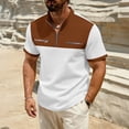 thumbnail image 2 of IROINNID Men's Color Block Waffle Knit Short Sleeve Half Zip Stand Collar Shirt with Zipper Pockets Casual Active Top Lightweight Breathable Summer Golf Outdoor Everyday Wear, 2 of 8