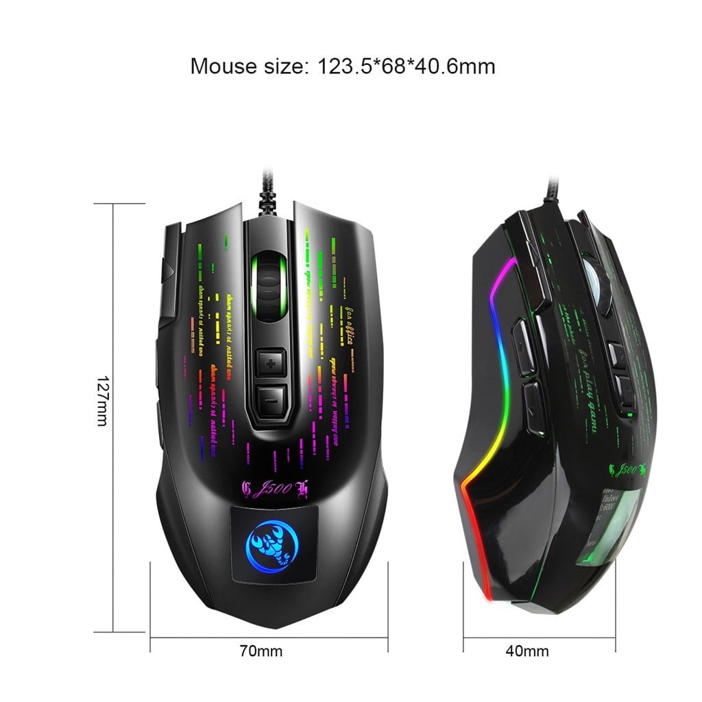 PRINxy Gaming Mouse With Touch-Screen Display 6400DPI RGB Backlight Gamer Mice For PC Game/Office Mouse Electronics Gadgets Computer Accessories Black