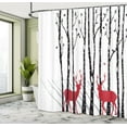 thumbnail image 4 of Ambesonne Antlers Shower Curtain, Deer Tree Forest Bird, 69"Wx75"L, White Black Red, 4 of 4