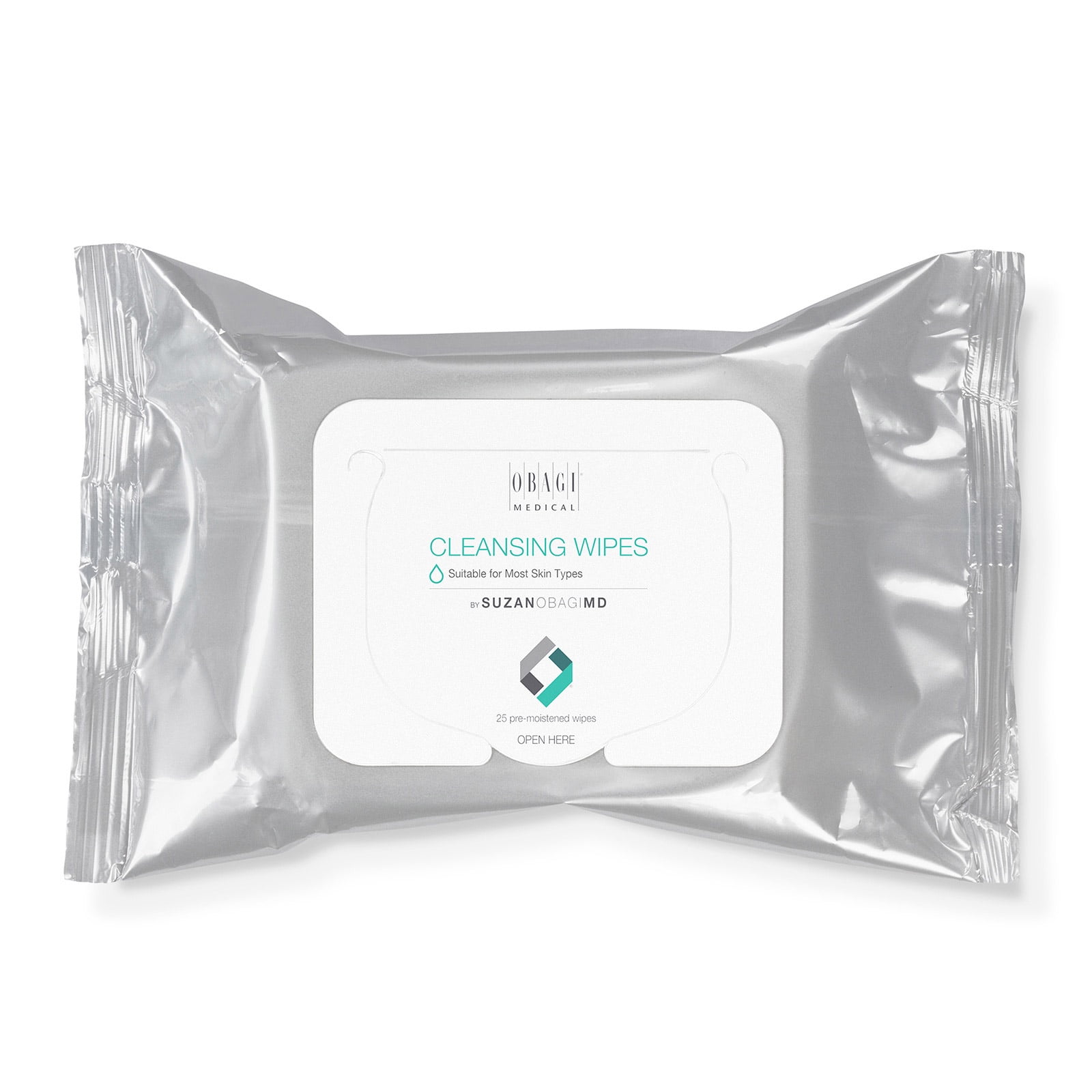 Obagi SUZANOBAGIMD On The Go Cleansing Wipes, 25 Pre-Moistened Cleansing Wipes