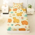 thumbnail image 3 of Erosebridal Orange Capybara Kid Twin Sheet Sets, Cartoon Flower Rainbow Bedding, 3 Pieces, 3 of 5