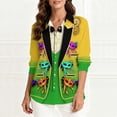 thumbnail image 1 of TaTaai Women's Mardi Gras Print Long Sleeve Loose Casual Shirt Unisex Lapel Button Down Blouse Fashion Holiday Top for Daily Office Party Streetwear Spring Summer Wear Gift, 1 of 9