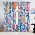 thumbnail image 2 of Boho Blackout Curtains, Watercolor Flowers Curtains For Living Room Bedroom, Retro Rustic Flowers Curtain, Thermal Insulated Grommet Drapes For Kitchen Home Decor 38"W x 45"L (Pack of 2), 2 of 6