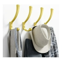 NIFFGAFF Metal Wall Hooks Screw In : 4 Packs Large Heavy Duty Mount for Hanging Coats, Backpacks, Handbags, Bags, Wall Mounted Hanger Set Includes Nails, Gold